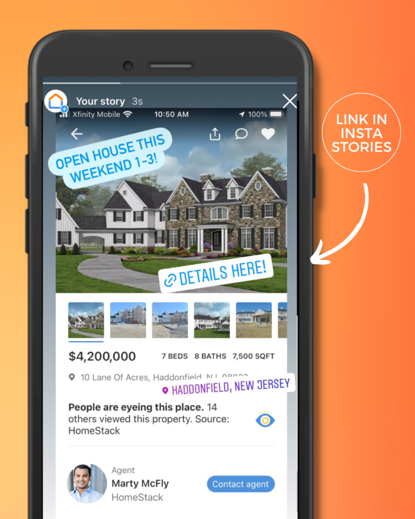 Share Open Houses to Instagram Stories