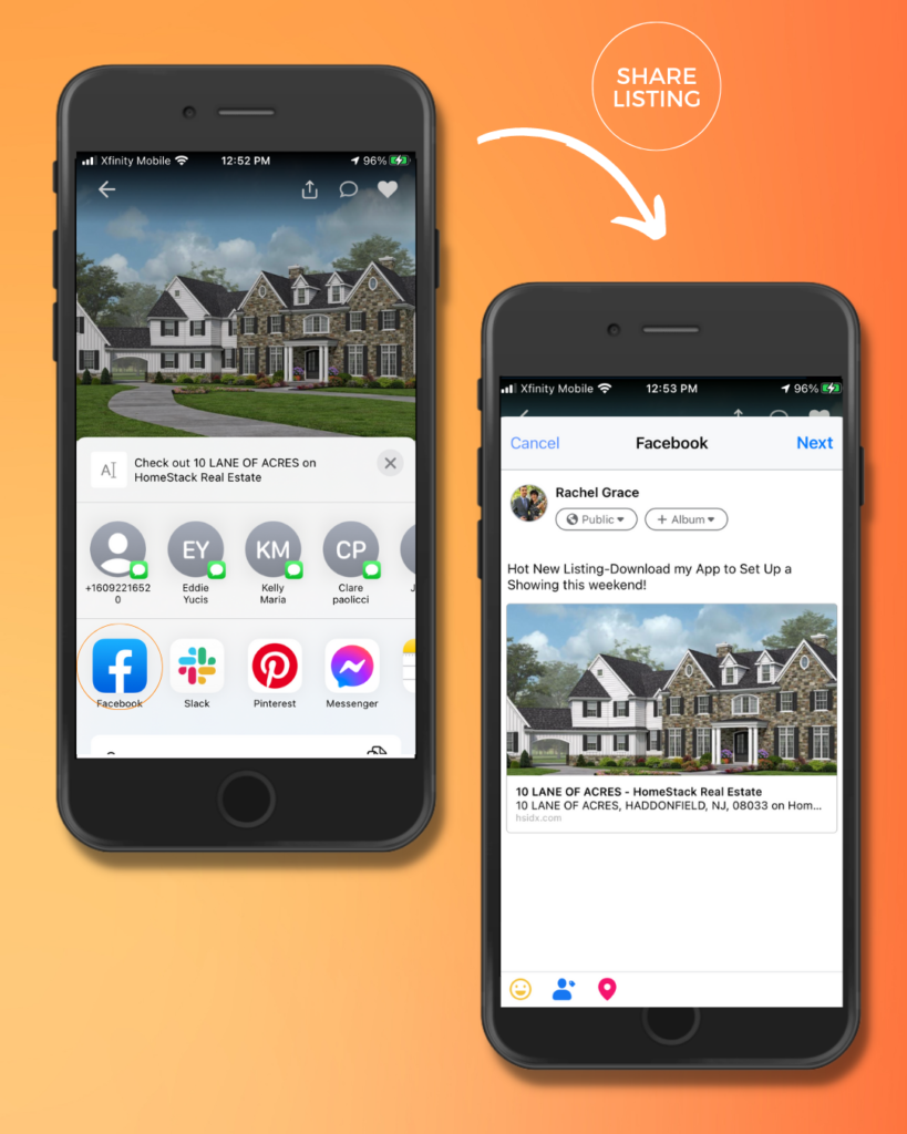 Share listings from your real estate app